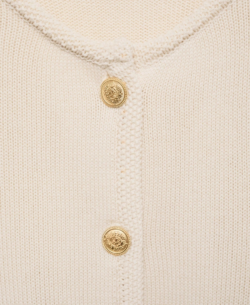 Mango Women's Jewel Button Detail Knitted Cardigan