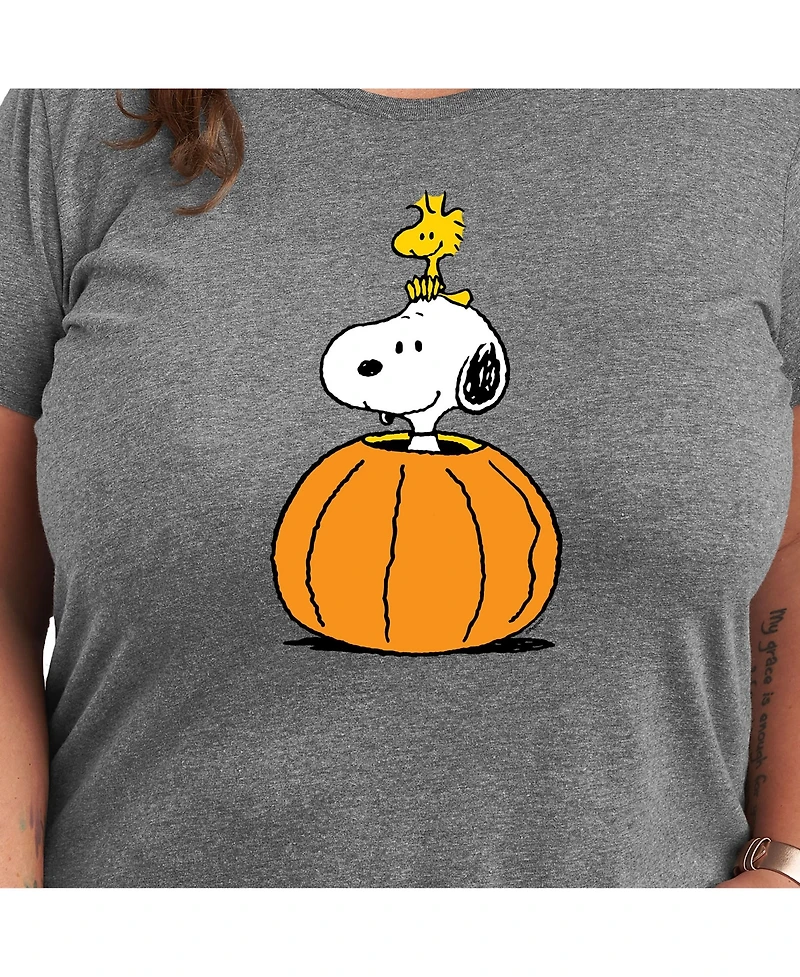 Hybrid Apparel Trendy Peanuts Pumpkin Tee Plus Graphic T-shirt