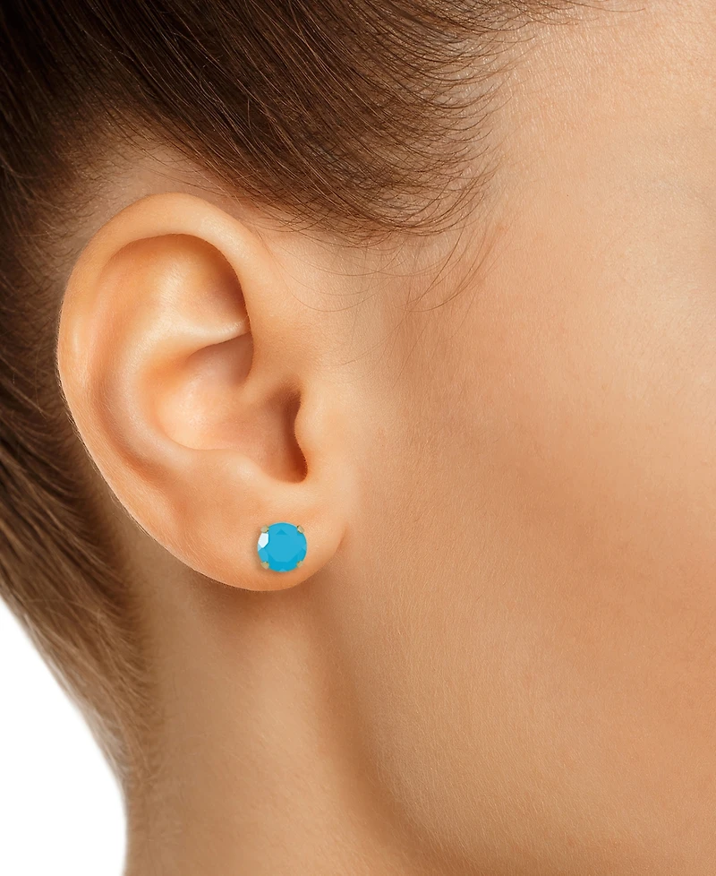 Pink Topaz Solitaire Four Prong Stud Earrings (1-1/5 ct. t.w.) 14k Gold (Also Turquoise)