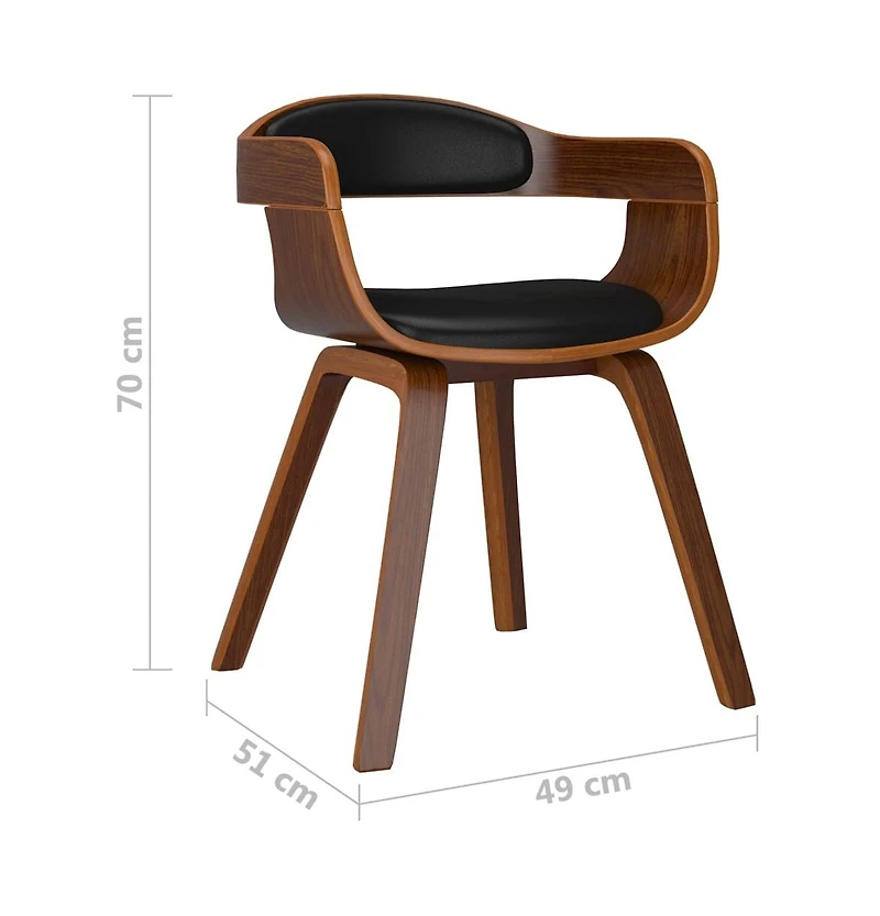 Dining Chair Black Bentwood and Faux Leather