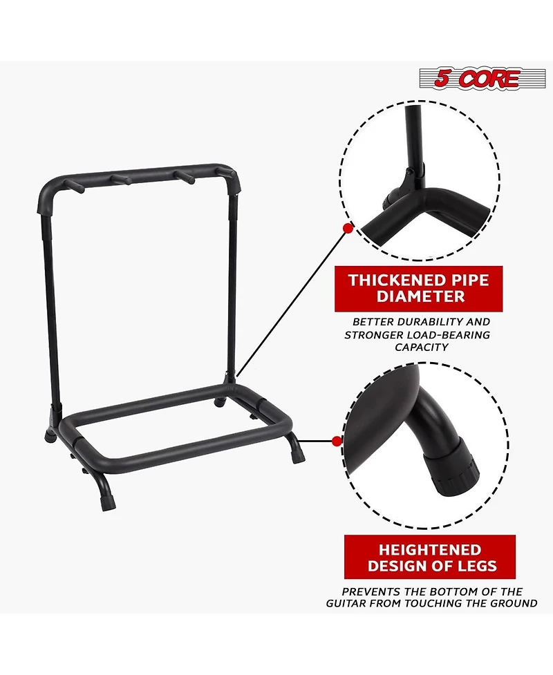 5 Core Guitar Rack Stand Heavy Duty 3 Guitars Holder Universal Multi Storage for Band Stage Acoustic Electric and Bass Soporte Para Guitarra- GRack 3N
