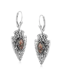 American West Jewelry Fritz Casuse Sterling Silver Arrowhead and Leopard Jasper Gemstone Lever Back Earrings