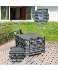 Gymax 3PCS Rattan Patio Conversation Set Outdoor Furniture Set w/ Table Cushion