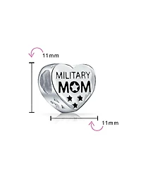 Bling Jewelry Heart Shape American Patriotic Usa Flag Words Military Mom Charm Bead Wife Sterling Silver Fits European Charm Bracelet