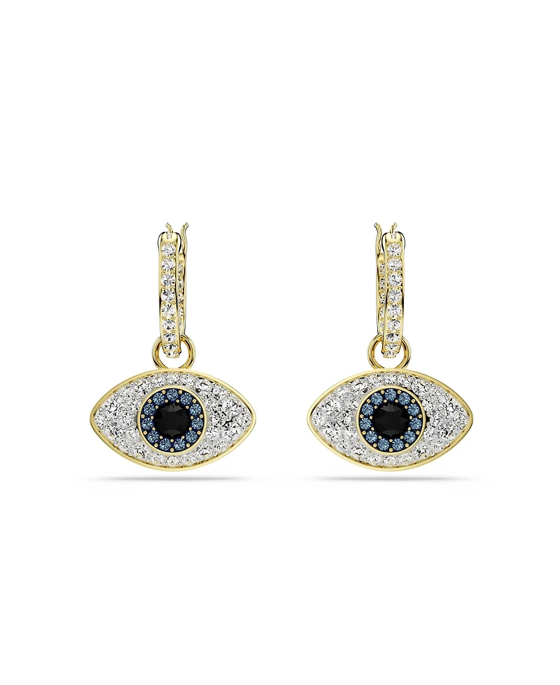 Swarovski Evil Eye, Blue, Gold-Tone Plated Symbolica Drop Earrings