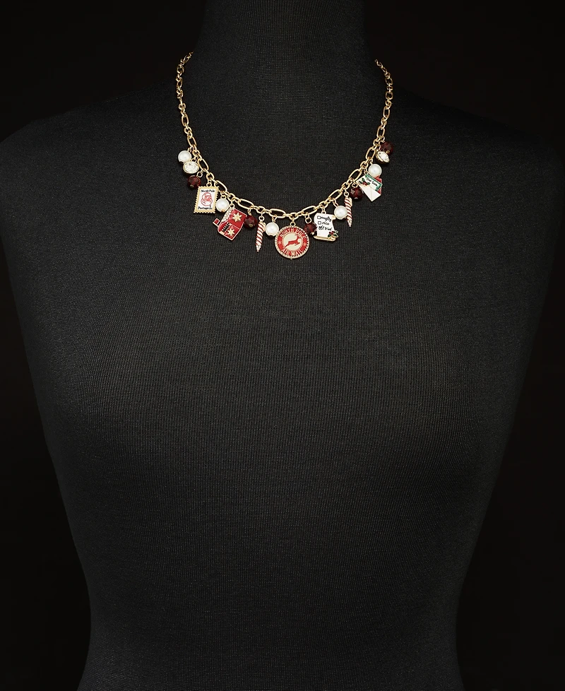 Holiday Lane Gold-Tone Santa Letter Charm Necklace, 18" + 3" extender, Created for Macy's