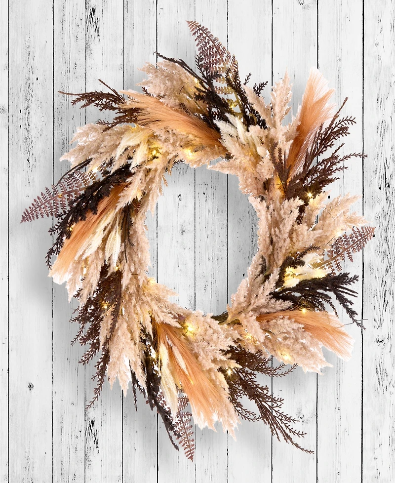 National Tree Company Orange & Black Pampas Wreath, 26 Inches