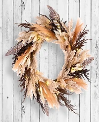 National Tree Company Orange & Black Pampas Wreath, 26 Inches