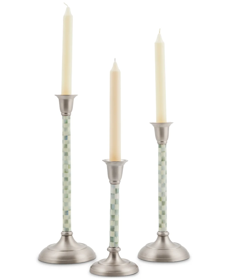 Mackenzie-Childs Sterling Check Small Candlestick