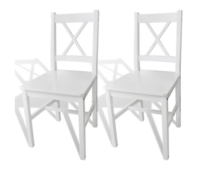 Dining Chairs 2 pcs White Pinewood