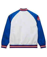 Mitchell & Ness Men's Hank Aaron White/Royal Atlanta Braves Cooperstown Collection Legends Lightweight Satin Raglan Full-Snap Jacket