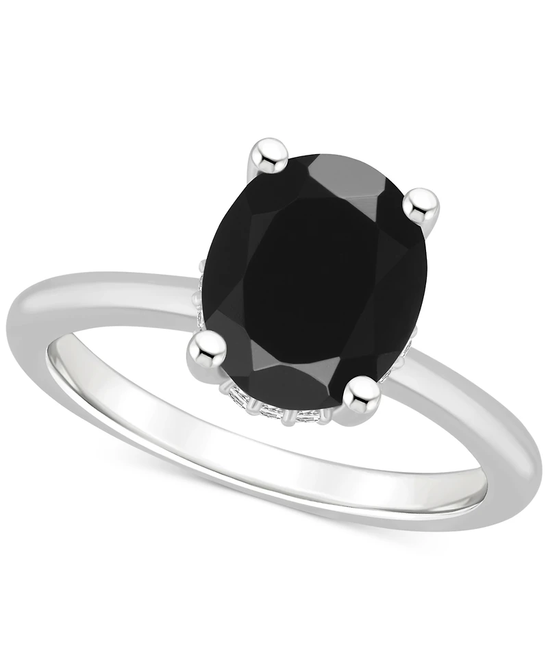 Onyx Pear Solitaire Polished Statement Ring Sterling Silver