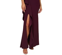 Adrianna Papell Petite One-Shoulder Satin Gown