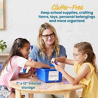 ECR4Kids Cubby Storage Bin with Lid, Blue, 10-Piece