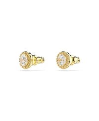 Swarovski Round Cut, Gold Tone, Gold-Tone Plated Una Stud Earrings