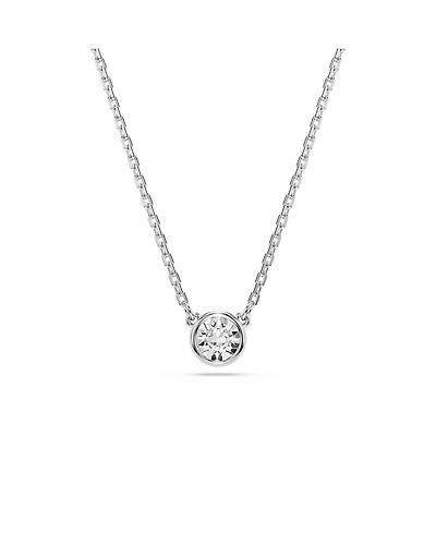 Swarovski Imber Pendant, Round Cut, White, Rhodium Plated Necklace