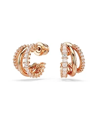 Swarovski Mixed Cuts, Mini, White, Rose Gold-Tone Plated Hyperbola Hoop Earrings