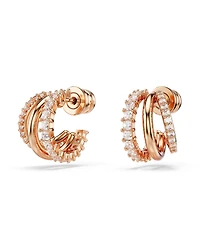Swarovski Mixed Cuts, Mini, White, Rose Gold-Tone Plated Hyperbola Hoop Earrings