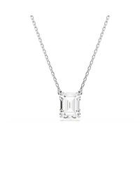 Swarovski Stilla Pendant, Octagon Cut, White, Rhodium Plated Necklace