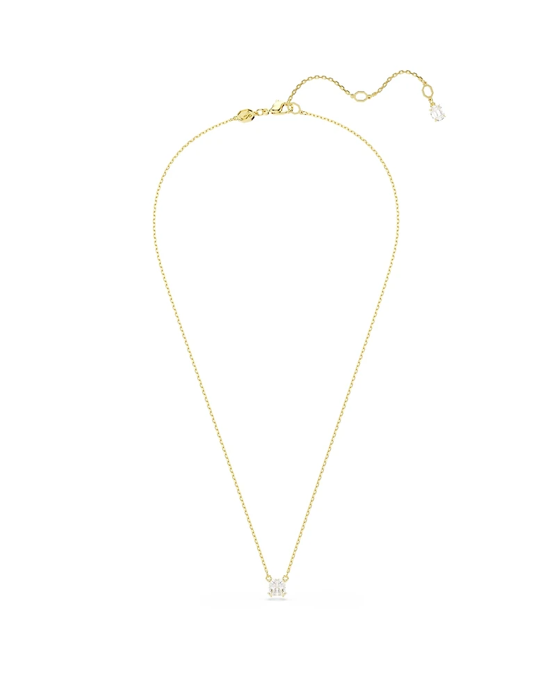 Swarovski Stilla Pendant, Square Cut, White, Gold-Tone Plated Necklace