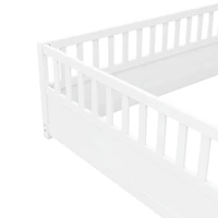 Streamdale Montessori Floor Bed Frame with High Barrier and Door