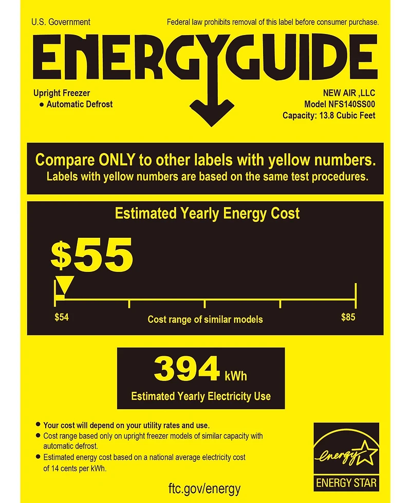 Newair 13.8 cu ft. Upright Freezer, Fridge Freezer Convertible, Garage Ready Refrigerator, Frost Free Freezer with Door Alarm, Stand up Deep Freezer,