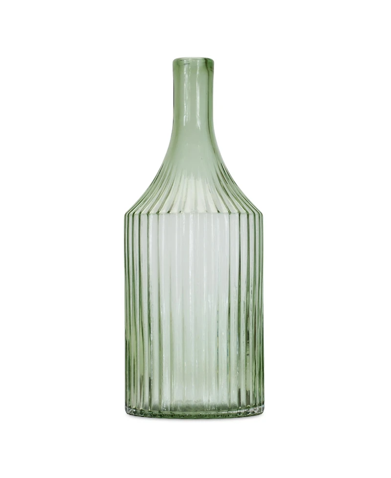 Slickblue Sage Ribbed Glass Bottle Neck Vase Stylish and Textured Home Decor Accent