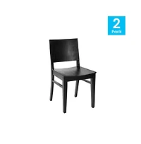 Emma+Oliver Spencer Set Of 2 Dining Chairs With Curved Backrests And Solid Wood Constructions