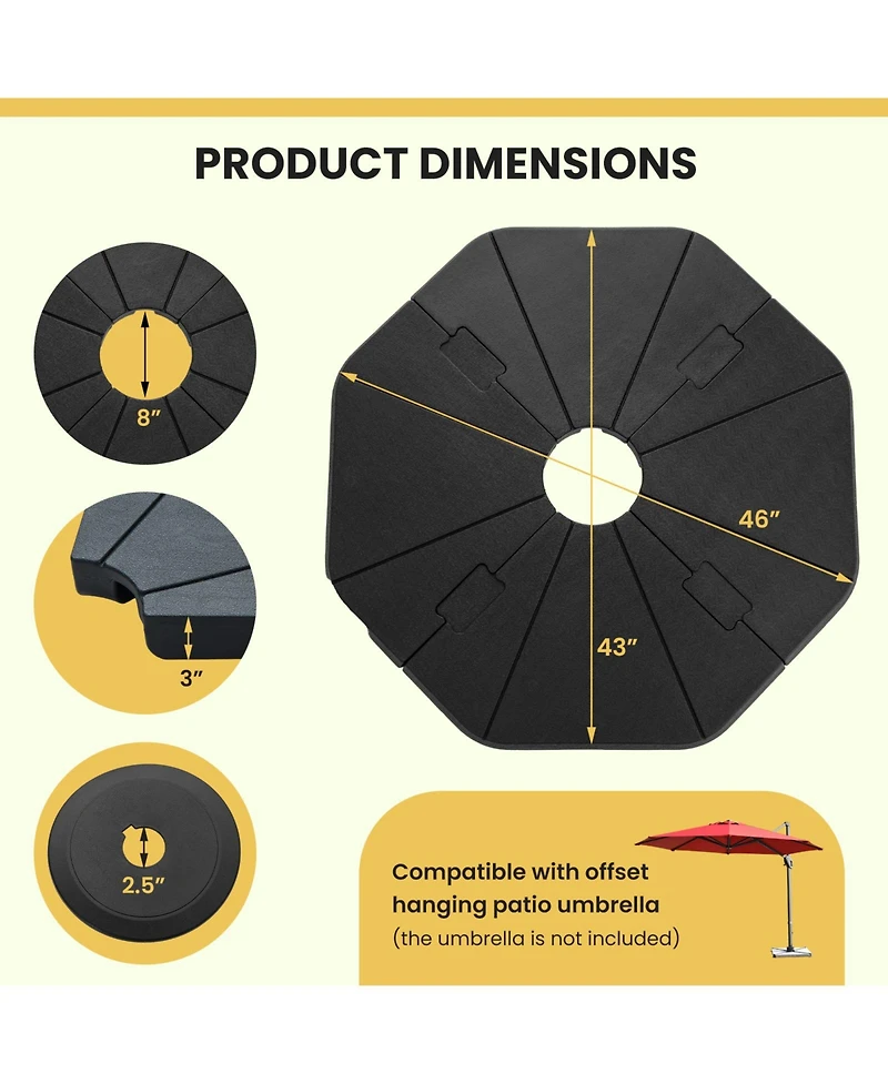 Slickblue 4-Piece Fillable Umbrella Base Stand for Garden Yard Poolside