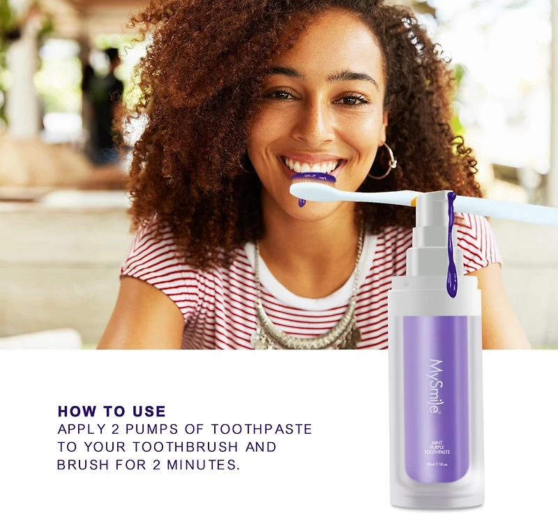 MySmile Purple Toothpaste for Tooth Brighten, Color Corrector Efficient Cleaning Toothpaste, 30ML Non-Sensitive Natural Tooth Stain Removal Toothpaste