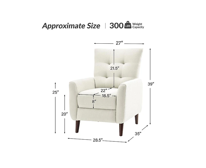 Hulala Home Moreno Modern Manual Recliner with Solid Wooden Legs