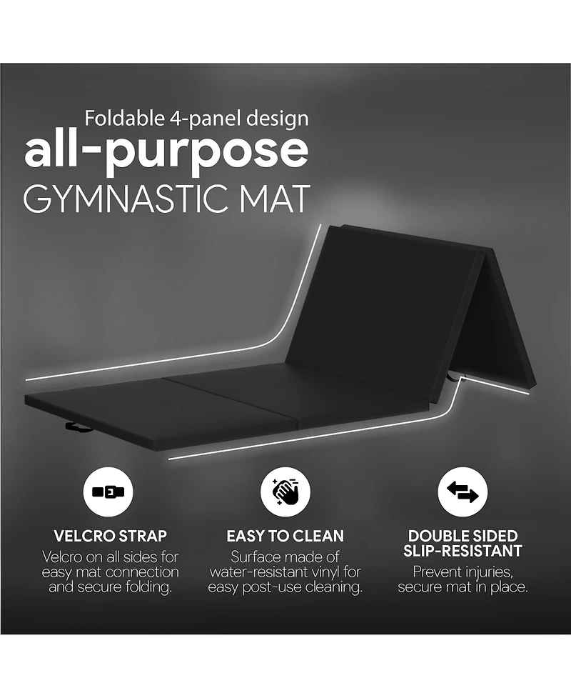 BalanceFrom Fitness 120 x 48" All Purpose Folding Gymnastics Exercise Mat, Black