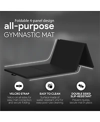BalanceFrom Fitness 120 x 48" All Purpose Folding Gymnastics Exercise Mat, Black
