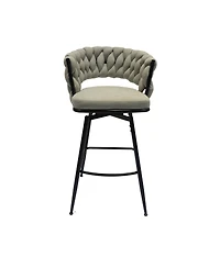 Simplie Fun Modern Woven Swivel Bar Stools with Comfortable Upholstered Seat