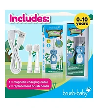brush-baby WildOnes Elephant Kids Electric Rechargeable Toothbrush | Childrens Electric Toothbrush | Animal Character Toothbrush