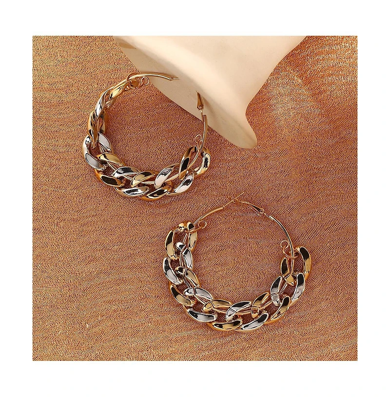Sohi Women's Chainlink Hoop Earrings