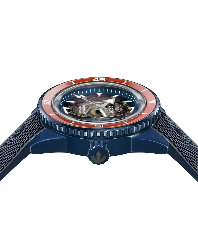 Rado Men's Swiss Automatic Captain Cook Navy Blue High-Tech Ceramic Bracelet Watch 43mm