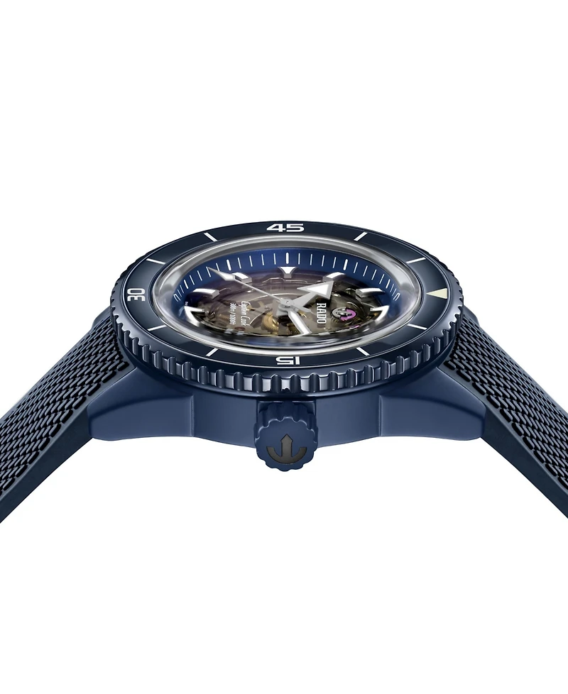 Rado Men's Swiss Automatic Captain Cook Navy Blue Rubber Strap Watch 43mm