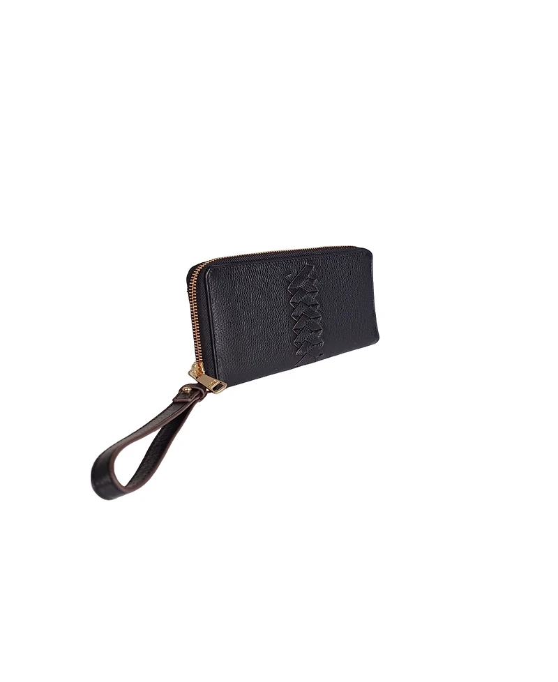 Lodis Leather Details Zip Wristlet Bag