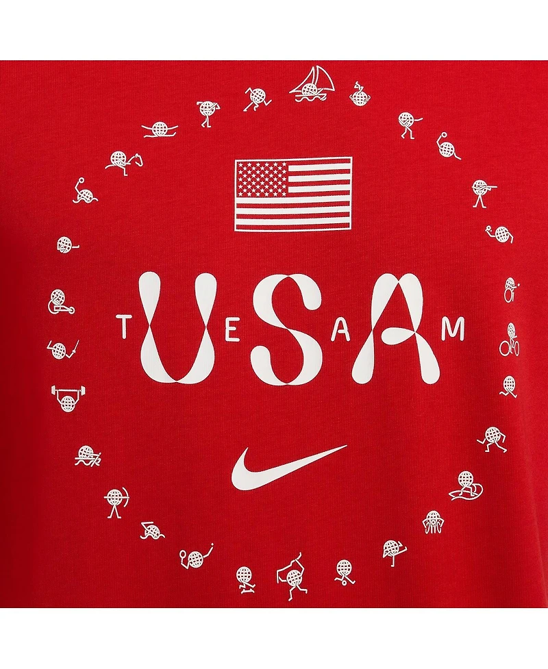 Nike Men's Red Team Usa Premium Essentials Icon T-Shirt