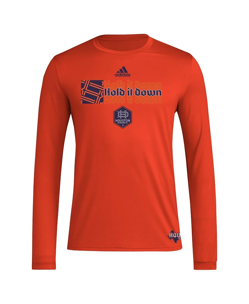 Adidas Men's Orange Houston Dynamo Fc 2024 Jersey Hook Aeroready Long Sleeve T-Shirt