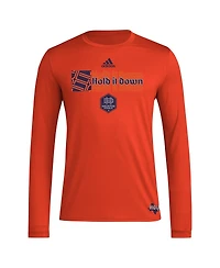 Adidas Men's Orange Houston Dynamo Fc 2024 Jersey Hook Aeroready Long Sleeve T-Shirt