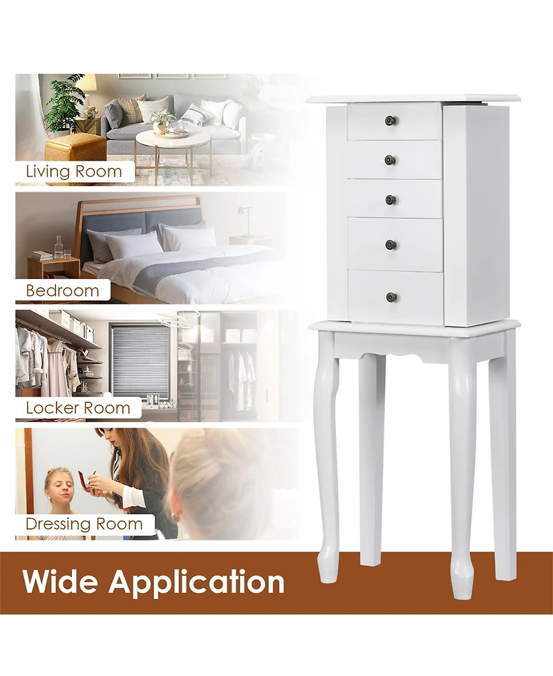 Costway Jewelry Cabinet Storage Chest Standing Organizer