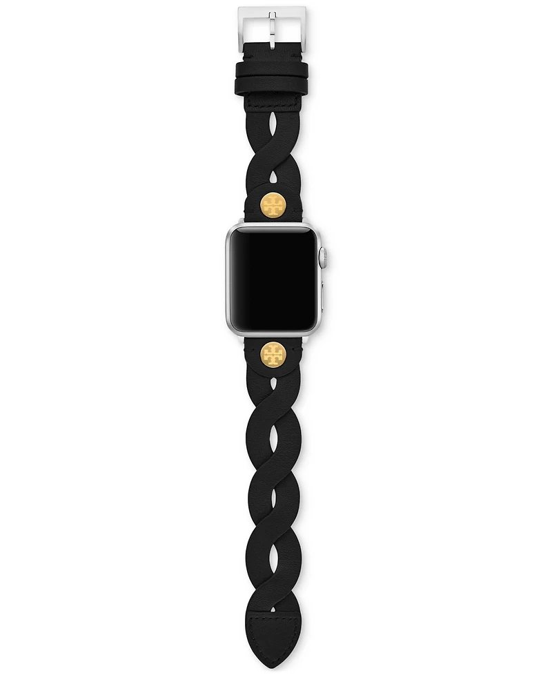 Tory Burch Women's Black Braided Leather Band for Apple Watch 38-45mm