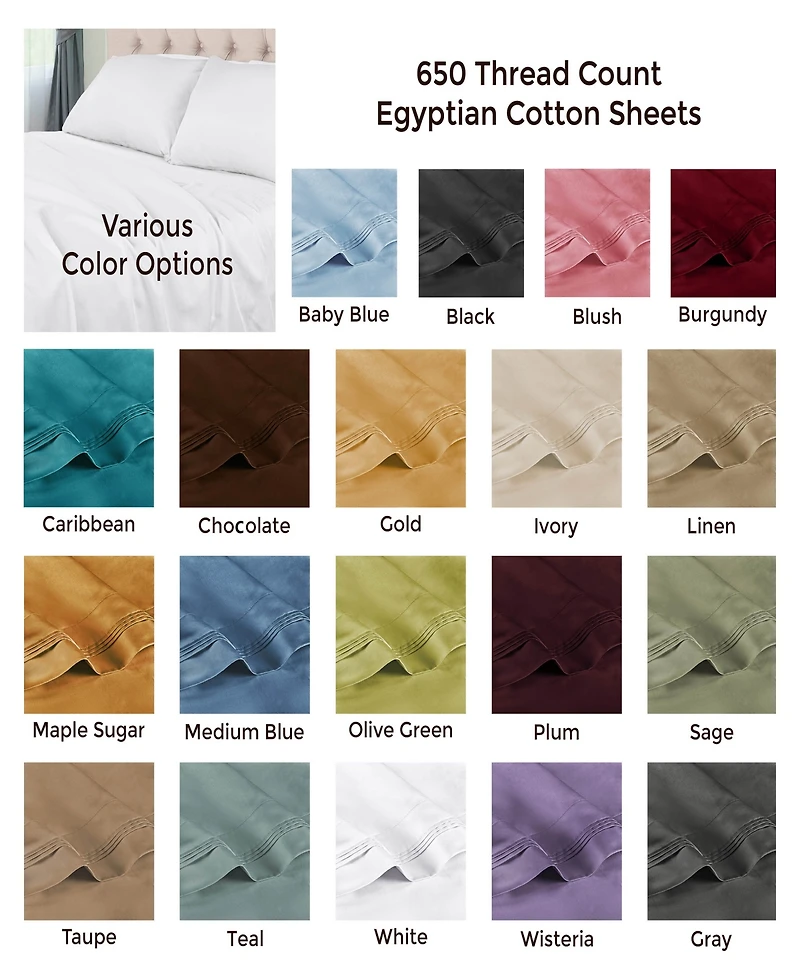 Superior 650-tc Egyptian Cotton Solid Deep Pocket Sheet Set, California King