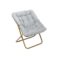 Emma+Oliver Aisling Oversized Folding Saucer Chair And Ottoman For Dorm, Bedroom