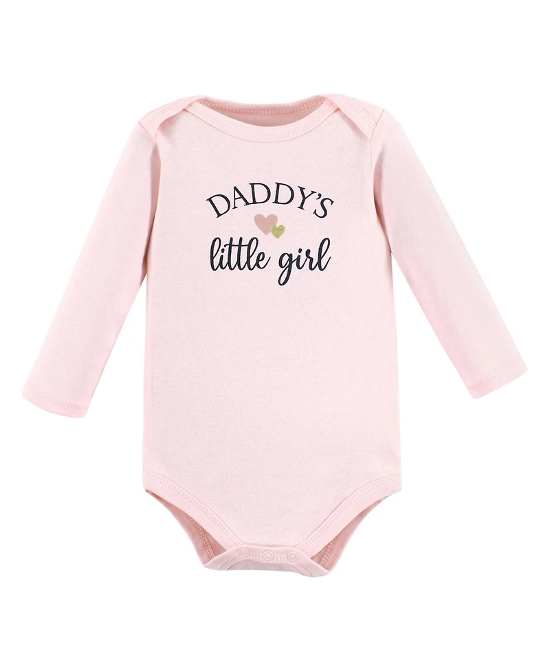 Hudson Baby Girls Cotton Long-Sleeve Bodysuits 5-Pack