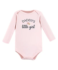 Hudson Baby Girls Cotton Long-Sleeve Bodysuits 5-Pack