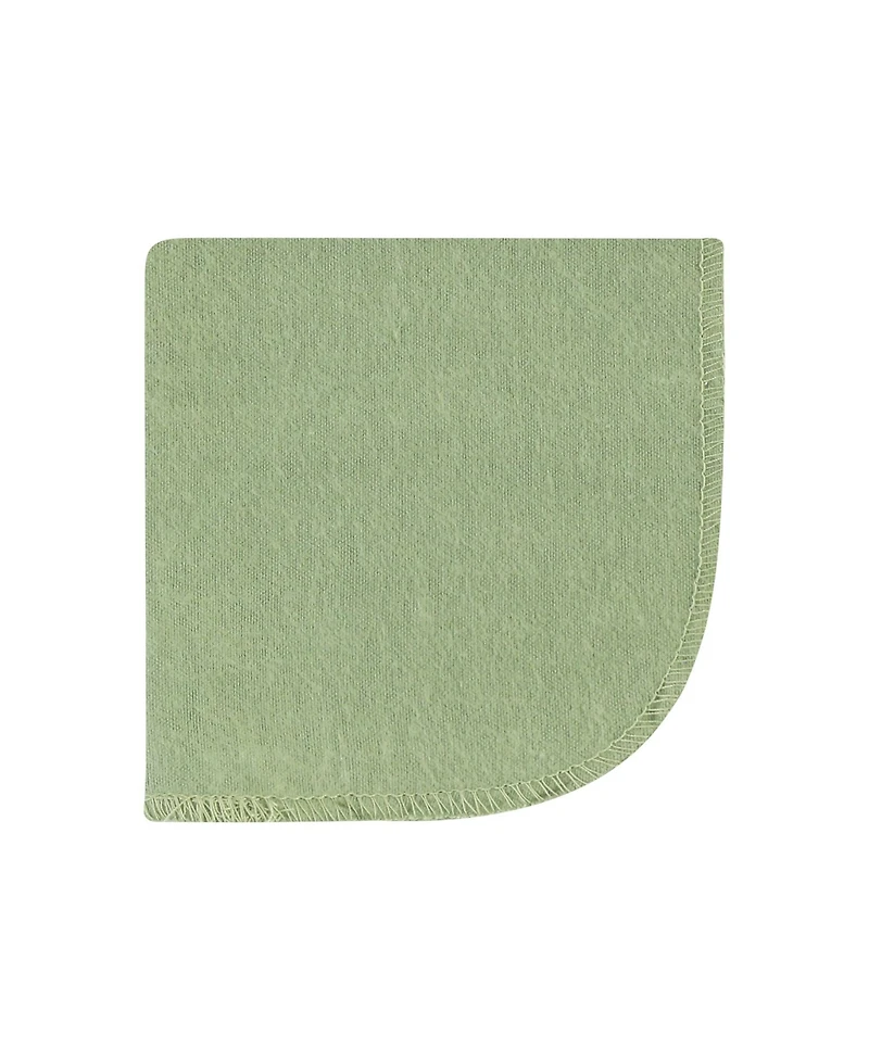 Hudson Baby Infant Girl Flannel Washcloths, Eucalyptus 12Pk, One Size
