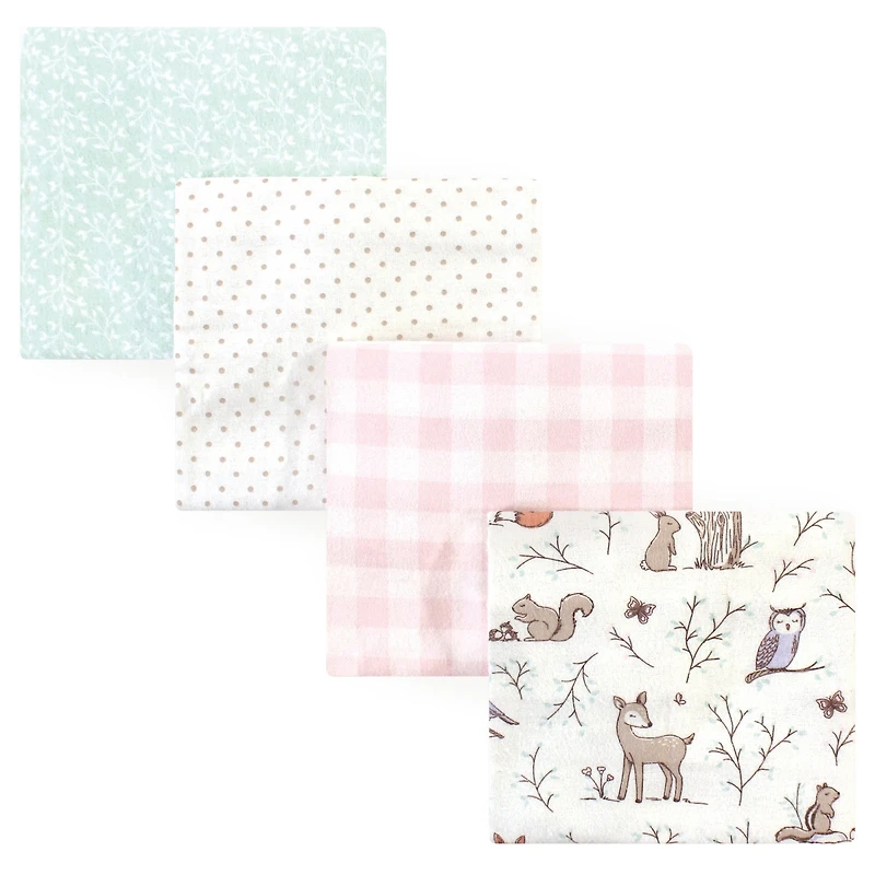 Hudson Baby Infant Girl Cotton Flannel Receiving Blankets Bundle Set, Pumpkin Spice, One